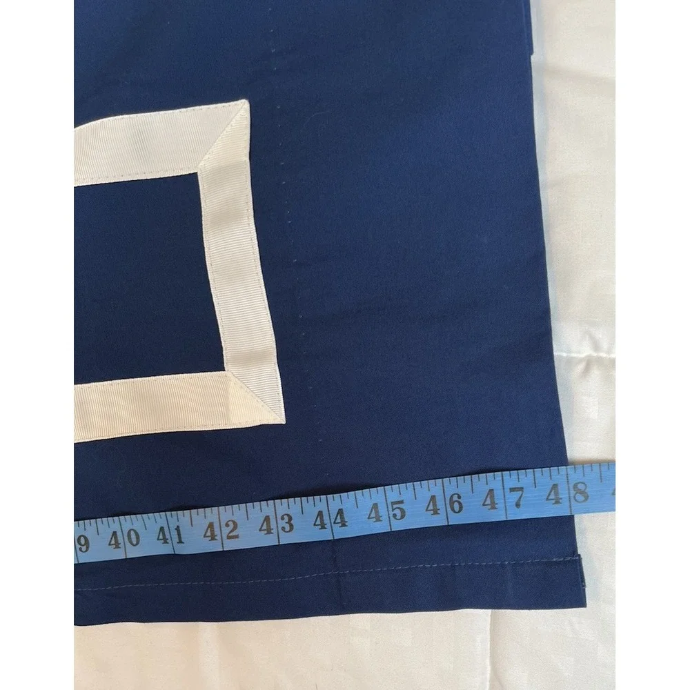 Two Pottery Barn Teen Navy & White Curtain Blackout Panels  Greek Key 52 X 96